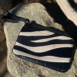 BRIGHTON | Zebra Print Leather Wristlet